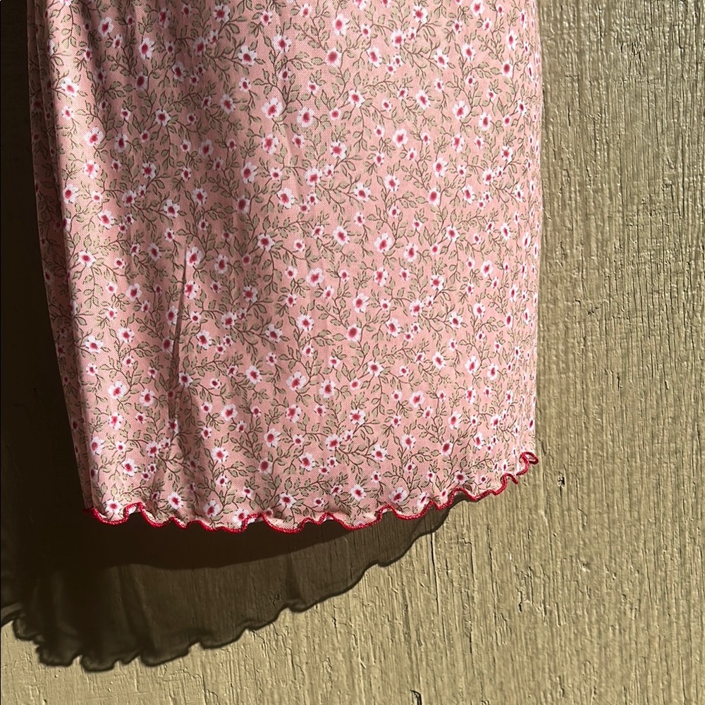 Cottagecore Coquette Pink Floral Babydoll Mini Dress Puff Sleeves Medium - Picture 4 of 7